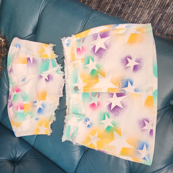 SHEIN Stars Denim Bustier Top and Mini Skirt Set - Picture 8 of 16